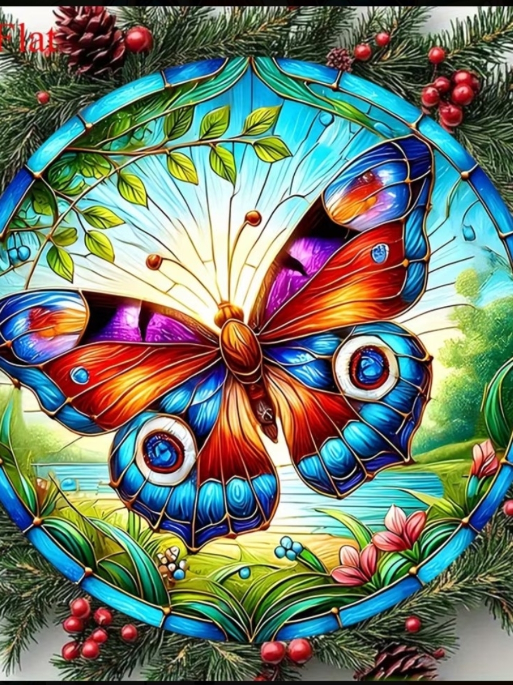 Handcrafted Blue & Orange Butterfly Stained Plastic Wall Art